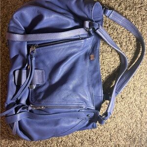 Maxx New York Deep Blue Leather Messenger Bag